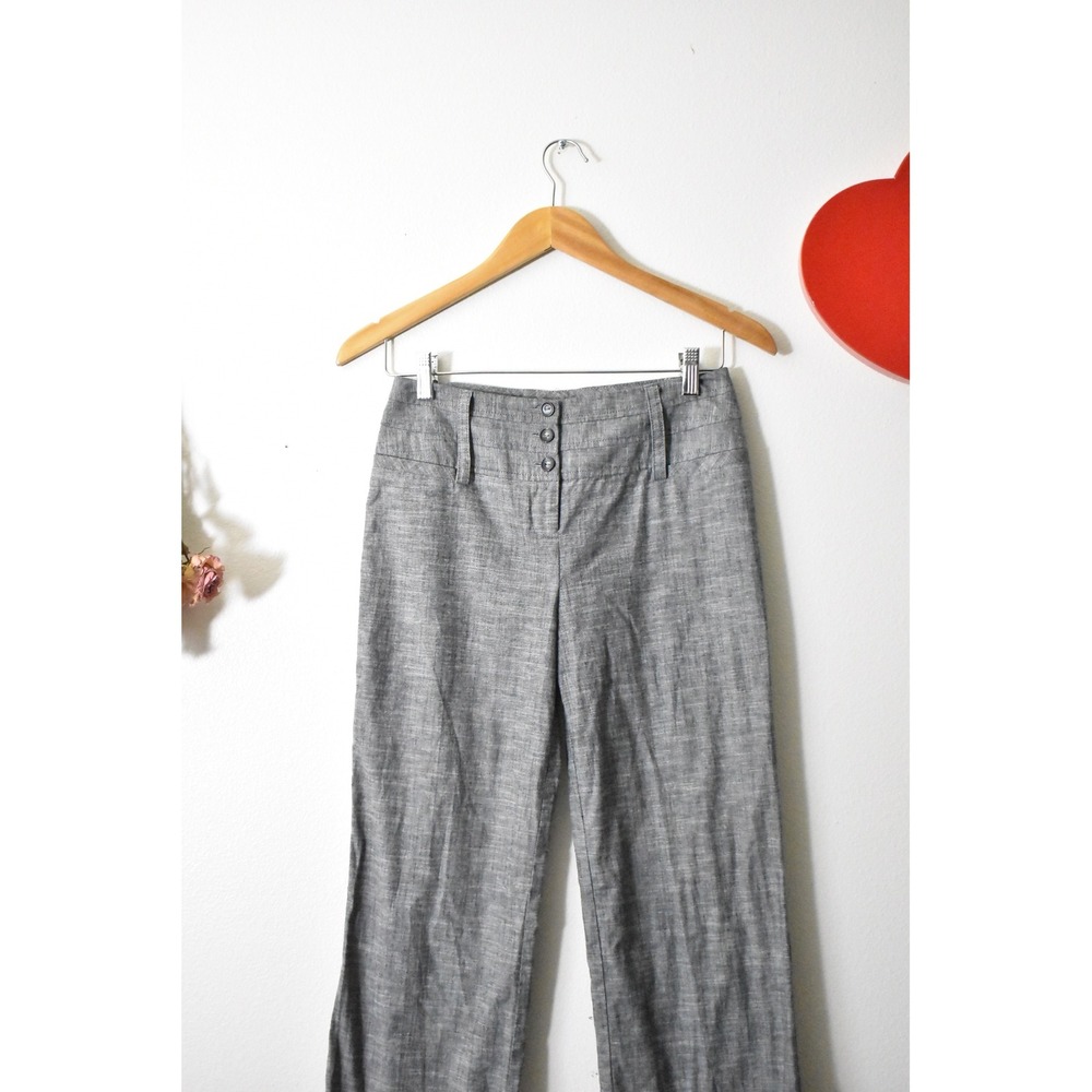 IZ Byer Gray Wide Leg‎ Trousers High Waist Button Front Pants Size 3 - Picture 2 of 8